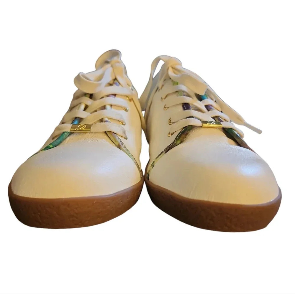 Delman Women Maggie Sneakers Color Edges White Leather Size 9 NWT Coastal Prep - Picture 5 of 10